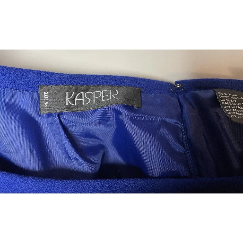 Kasper Blue Size 14P‎ Wool Pencil Skirt Zipper Slit Lined Work Career Business